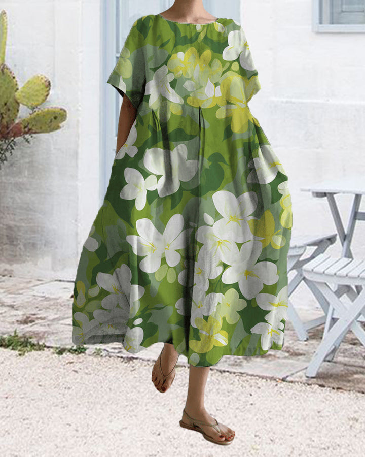 Ruzana - Robe Ample Imprimée à Manches Courtes