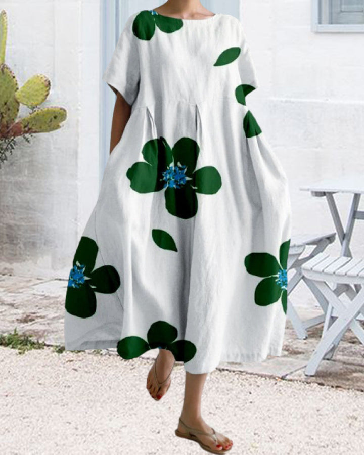 Ruzana - Robe Ample Imprimée à Manches Courtes
