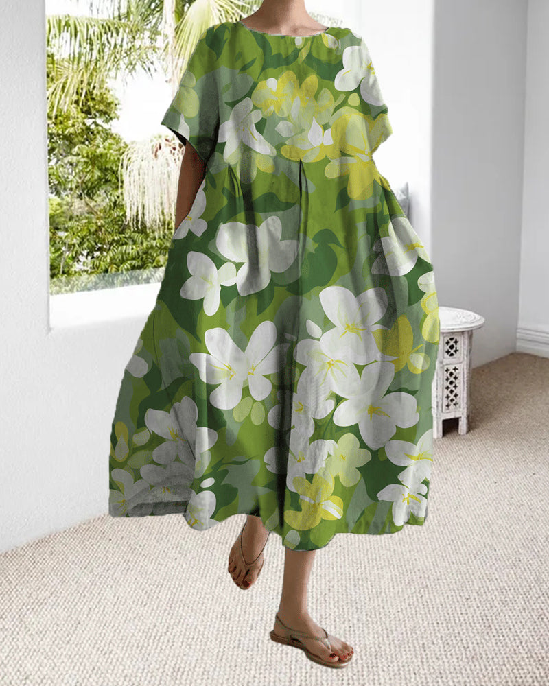 Ruzana - Robe Ample Imprimée à Manches Courtes