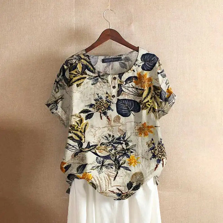 ZANZEA Hauts fleuris en coton pour femmes
