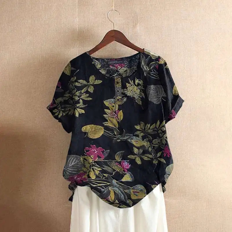 ZANZEA Hauts fleuris en coton pour femmes