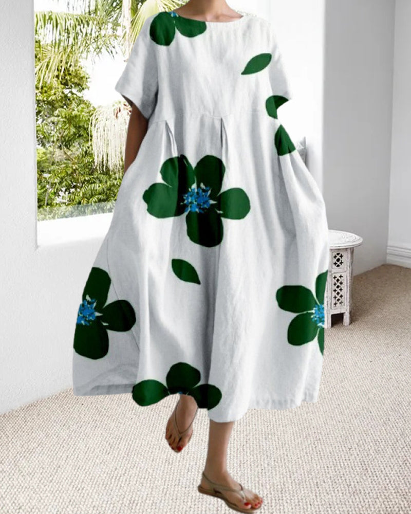 Ruzana - Robe Ample Imprimée à Manches Courtes