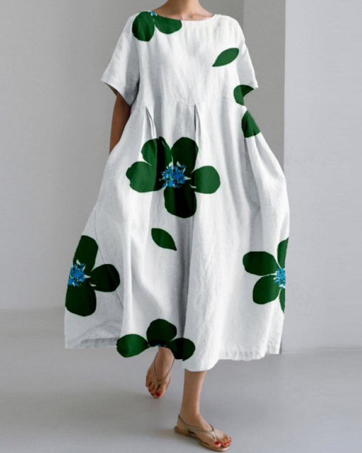 Ruzana - Robe Ample Imprimée à Manches Courtes